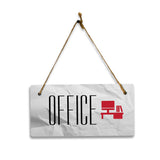 Office 5x10 Hanging Plus Wall or Door Sign | Rustic Twine | Range of Vibrant Decor Styles | Room Signs For Home and Business
