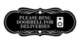 Signs ByLITA Designer Please Ring Doorbell for Deliveries Wall or Door Sign