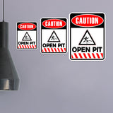 Portrait Round Plus Caution Open Pit Wall or Door Sign | Health And Safety Signage