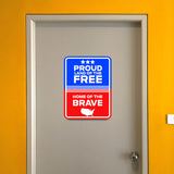 Portrait Round Plus Proud Land of the Free, Home of the Brave Door or Wall Sign | Easy Installation | Patriotic Stars and Stripes USA Pride Sign