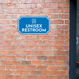 Notched Standard Unisex Restrooms Wall or Door Sign