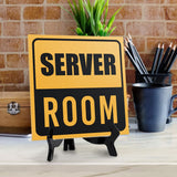 Server Room 5"x 5" Square Table Sign With Acrylic Easel | Office Décor