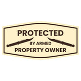 Signs ByLITA Fancy Protected by Armed Property Owner (Military Knife) Door or Wall Sign | Home Security Warning Sign