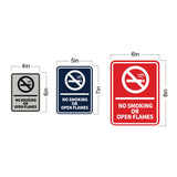 Signs ByLITA Portrait Round No Smoking Or Open Flames Door or Wall Sign Durable ABS Plastic | Laser Engraved | Easy Installation | Kitchen | Hygiene