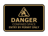 Signs ByLITA Classic Framed Danger: Confined Space - Entry by Permit Only Door or Wall Sign Easy Installation | Health And Safety | Building And Warning Signs