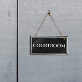 Courtroom 5" x 10" Hanging Wall or Door Sign | Legal and Court House Rustic Twine Signage