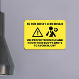 Classic Framed Plus No Pain Doesn't Mean No Gain Use Proper Technique and Know Your Body's Limits To Avoid Injury Door or Wall Sign | Gym Etiquette
