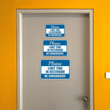 Classic Framed Plus Please Limit Time In Restroom – Be Considerate Door or Wall Sign | Bathroom Signs