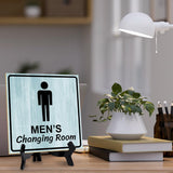 Men's Changing Room 5"x 5" Square Table Sign With Acrylic Easel | Restrooms Decor