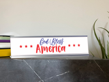 God Bless America 2 x 10" Desk Sign | Patriotic Office Decor