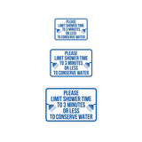 Classic Framed Plus Please Limit Shower Time To 3 Minutes Or Less To Conserve Water Wall or Door Sign | Indoor Gym Signage