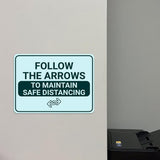 Classic Framed Plus Follow the Arrows to Maintain Safe Distancing Door or Wall Sign | Medical Facility Greeting & Reception