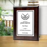 Ice Hockey Customizable Wooden Award Plaque | Easel Mount Option | Achievement and Recognition Personalizable Plaques
