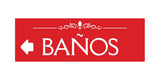 Signs ByLITA Basic Baños Left Arrow Directional Wall or Door Sign