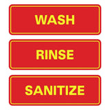 All Quality Standard WASH RINSE SANITIZE Set of 3 Bay Sink Signs - Restaurant & Commercial Kitchen Sink Signs - Easy to Install