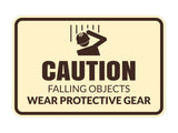 Signs ByLITA Classic Framed Caution: Falling Objects - Wear Protective Gear Door or Wall Sign Easy Installation | Health And Safety | Building And Warning Signs