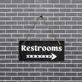Restrooms Right Arrow 5x10 Hanging Plus Wall or Door Sign | Bathroom Decor