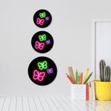 Circle Plus Butterfly Neon Graphic Style Wall or Door Sign | Live Streamer Gaming Themed Decoration