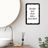 Portrait Round Plus Beautiful Hair Starts With a Great Stylist Door or Wall Sign | Hair Stylist Inspirational Positive Decoration