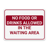 Classic Framed Plus No Food or Drinks Allowed in the Waiting Area Door or Wall Sign | Medical Facility Greeting & Reception