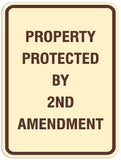 Signs ByLITA Portrait Round Property Protected By 2nd Amendment Sign - Laser-Engraved Lettering | Durable ABS Plastic | Vibrant Colors | Powerful Foam Tape