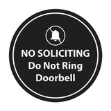 Circle No Soliciting Do Not Ring Doorbell Wall or Door Sign