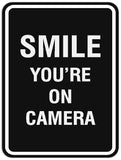 Signs ByLITA Portrait Round Smile you're on camera Sign - Laser-Engraved Lettering | Durable ABS Plastic | Vibrant Colors | Powerful Foam Tape