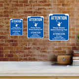 Portrait Round Plus Attention Please Shower Before Entering Pool Atencion Por Favor Ducharse Antes De Entrar A La Piscina Wall or Door Sign | Indoor Gym Signage