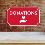 Notched Standard 'Donations' Wall or Door Sign | Customer Interaction Sign