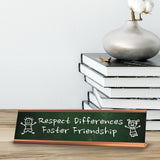 Respect Differences, Foster Friendship Rose Gold Frame Desk Sign (2x8") | Classroom Special Needs Support