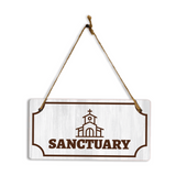 Sanctuary 5x10 Hanging Plus Wall or Door Sign | Religious Rustic Wood Sign