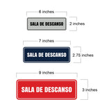 Signs ByLITA Standard Sala de Descanso Wall or Door Sign | Spanish Workplace Business Direction Signs
