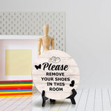 Sign ByLITA Round Please Remove your Shoes In This Room Table Sign (5x5")