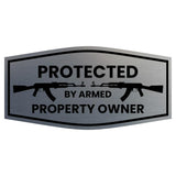 Signs ByLITA Fancy Protected by Armed Property Owner (AK 47) Door or Wall Sign | Home Security Warning Sign