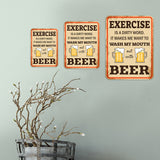 Portrait Round Plus Exercise is a Dirty Word. It Makes Me Want To Wash My Mouth Out With Beer Wall or Door Sign | Funny Naughty Decor