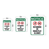 Portrait Round Plus Notice No Running Or Rough Play Allowed Wall or Door Sign | Indoor Gym & Pool Signage
