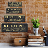 Standard Plus Do Not Put Any Food, Waste or Fat Down The Drains Wall or Door Sign | Shared Kitchen Signage