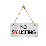 No Soliciting 5x10 Hanging Plus Wall or Door Sign | Public Spaces Decor