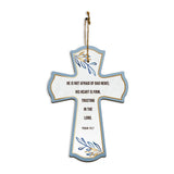 He is not afraid of bad news; his heart is firm, trusting in the Lord. Psalm 112:7 11.5" x 8" Cross Hanging Sign | Rustic Twine | Inspiring Religious Bible Decor