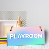 Playroom 5x10 Hanging Plus Wall or Door Sign | Rustic Twine | Range of Vibrant Decor Styles | Room Signs For Home and Business