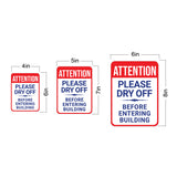 Portrait Round Plus Attention Please Dry Off Before Entering Building Wall or Door Sign | Indoor Gym Signage