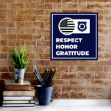 Square Plus Respect Honor Gratitude Wall or Door Sign | Police First Responders Appreciation Signage