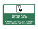 Classic Framed Plus Chemical Store Keep Door Locked Wall or Door Sign | Bilingual Spanish and English Workplace Safety Signage