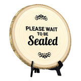 Hospitality & Fun Rustic Wood Discs – Natural Bark-Edge with a Sleek Black Acrylic Easel - For Counters, Doors & Walls