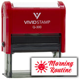 Vivid Stamp Morning Routine Self-Inking Rubber Stamps Teachers And Schools | Motivational Stamps For Children | Re-inkable Ink Pad