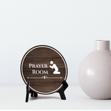 Prayer Room Circle Table Sign with Acrylic Stand (5x5") | Business and Workplace Multi Faith Sign
