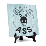 Signs ByLITA Nice Ass, Wood Color Square Table Sign (5" x 5")