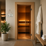 Please Shower Before Entering Sauna' - 5 x 10" Hanging Sign | Spa/Sauna Signage
