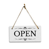 Open 5" x 10" Hanging Wall or Door Sign | Rustic Twine | Stylish Business or Office Signage