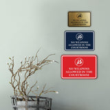 Signs ByLITA Classic Framed No Weapons Allowed in the Courtroom Door or Wall Sign Durable Plastic | Easy Installation | Courtroom